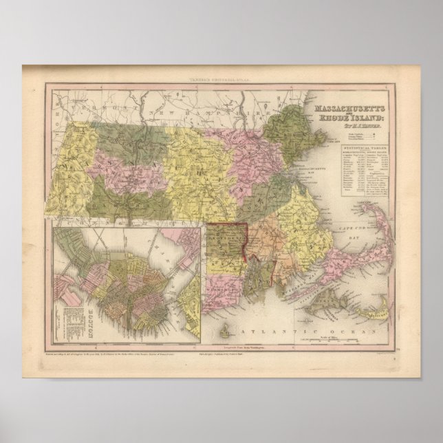 Póster Massachusetts Y Rhode Island (Frente)