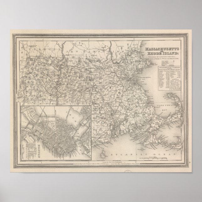 Póster Massachusetts y Rhode Island (Frente)