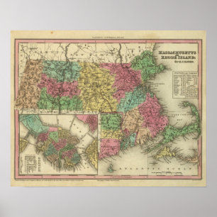 Póster Massachusetts Y Rhode Island