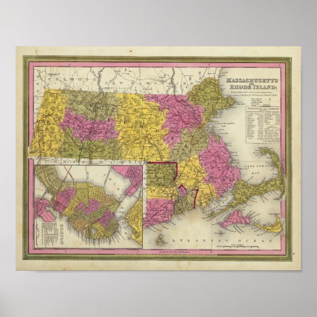 Póster Massachusetts Y Rhode Island 2 (Frente)
