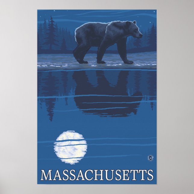 Póster MassachusettsBear in the Moonlight (Frente)