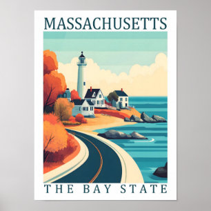 Póster Massachussets Bay State USA Travel Place