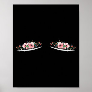Póster Mastectomía doble con cáncer de mama con flores