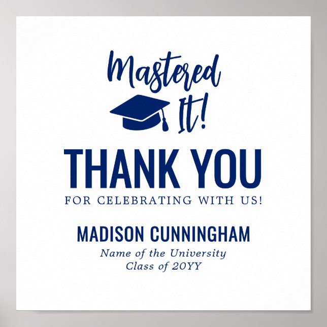Póster Mastered It Graduation Thank You Sticker Template (Frente)