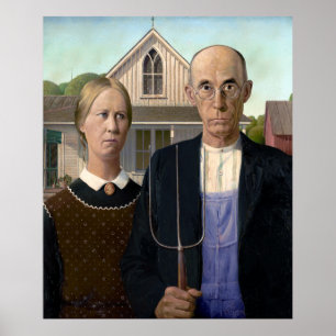 Póster MASTERPIECE AMERICAN GOTHIC, por GRANT WOOD 1930