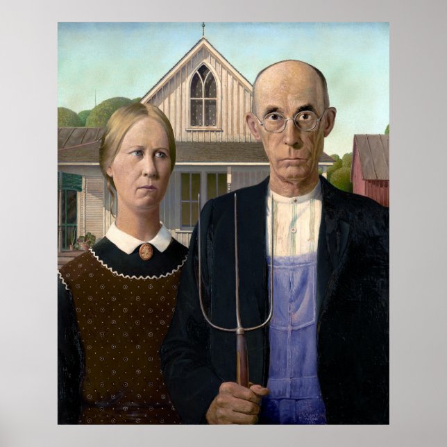 Póster MASTERPIECE AMERICAN GOTHIC, por GRANT WOOD 1930 (Frente)