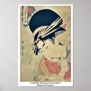 Póster Masticado por cortesía de Kitagawa, Utamaro