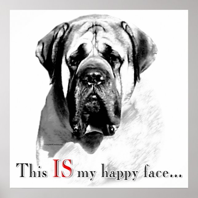 Póster Mastiff Happy Face Poster (Frente)