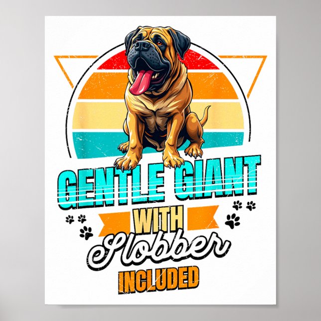 Póster Mastiff Lover Funny Mastiff Dog Retro  (Frente)