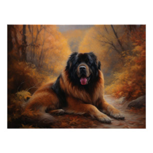 Póster Mastín Tibetano en Otoño Las Hojas Caídas Inspiran