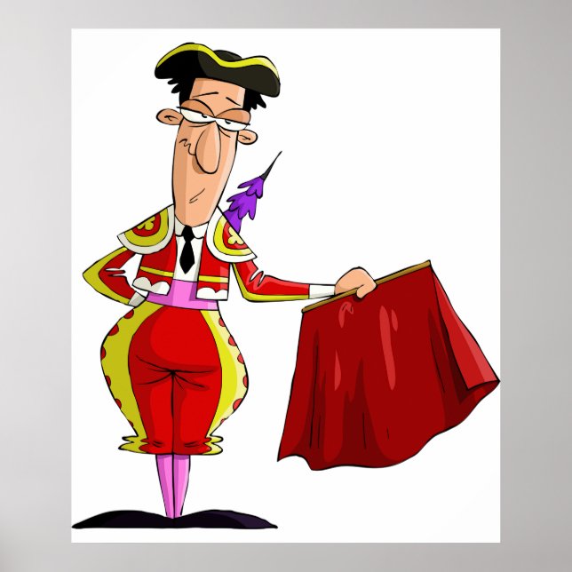 Póster Matador con capa roja Torero español (Frente)