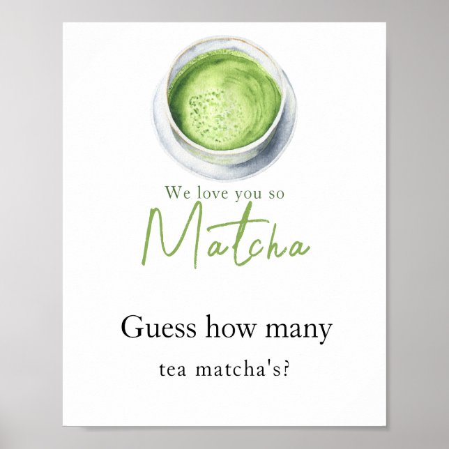 Póster Matcha Latte Bebé ducha - Cuántos té matcha's (Frente)