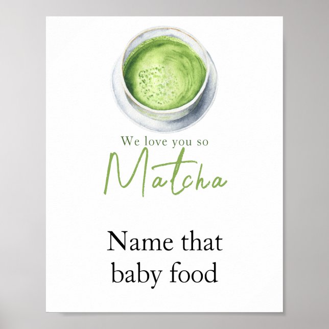 Póster Matcha Latte Bebé ducha - Nombra esa comida para b (Frente)