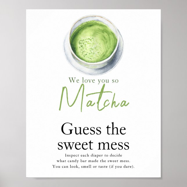 Póster Matcha té ducha bebé Adivina el dulce desorden (Frente)