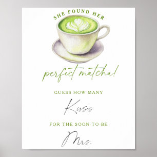 Póster Matcha té ducha de novia Cuántos besos