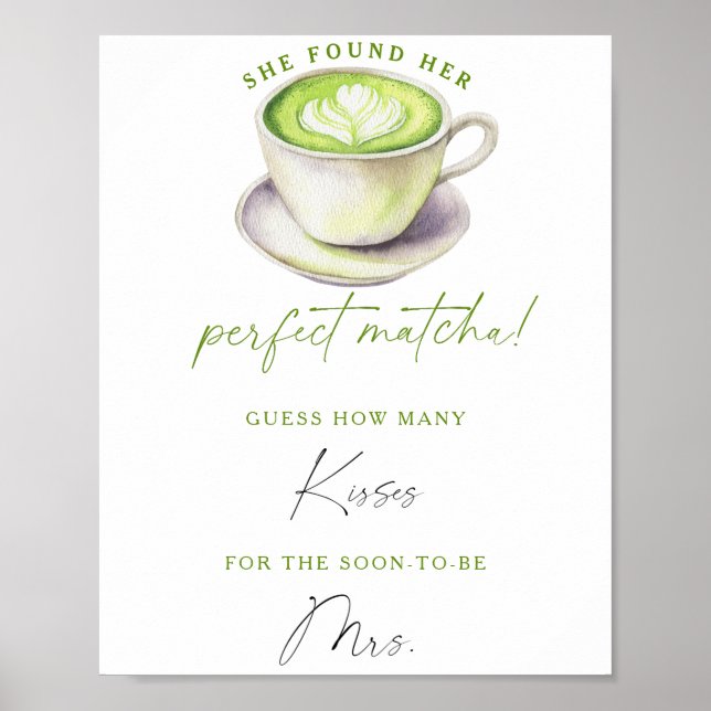 Póster Matcha té ducha de novia Cuántos besos (Frente)