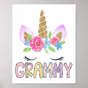 Póster Matchin familiar de Chica de cumpleaños floral Gra