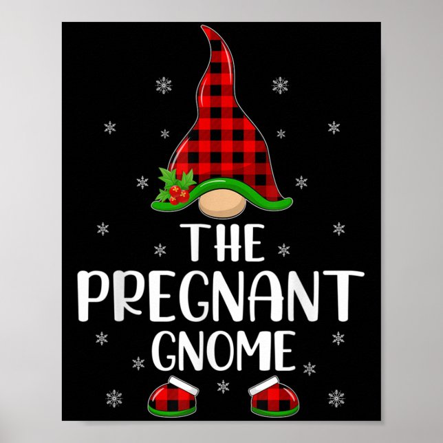 Póster Matching Family Buffalo Plaid The Pregnant Gnome C (Frente)