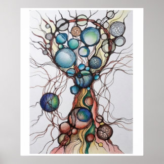 Póster Mate Abstracto del Árbol de la Vida Neurogr