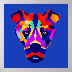 Póster mate azul del perro de Alexander
