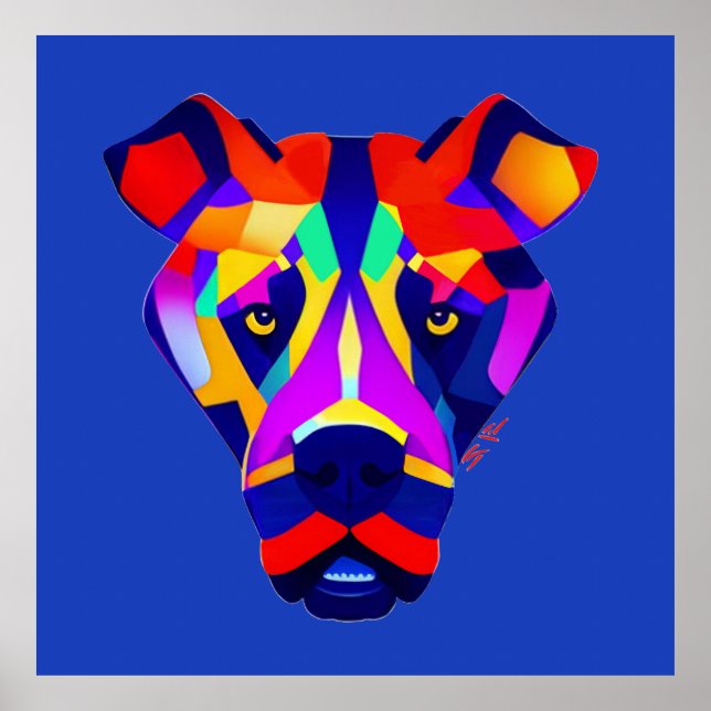 Póster mate azul del perro de Alexander (Frente)