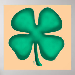 Póster mate bronceado del trébol irlandés de 4 hoj