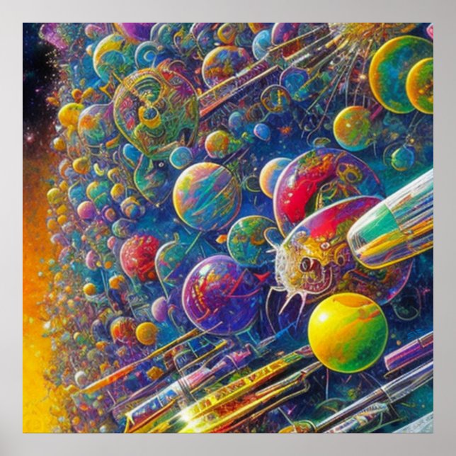 Póster mate de la carrera espacial (Frente)
