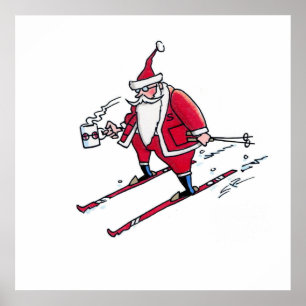 Póster mate de Santa Claus patinando