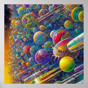 póster mate de valor de la carrera espacial