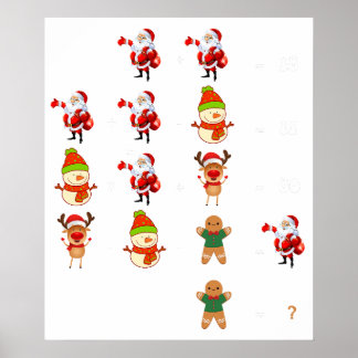Póster matemáticas divertidas de navidad