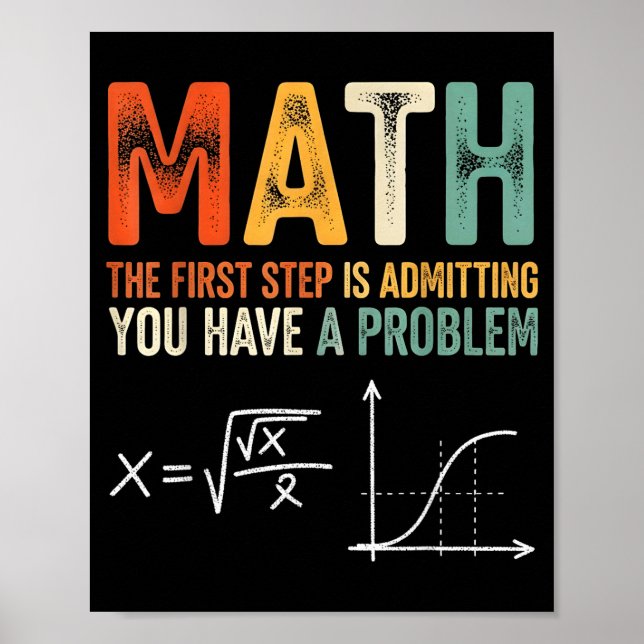 Póster Matemáticas el primer paso es admitir que tengo un (Frente)