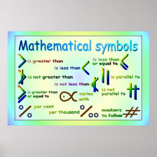 Póster Matemáticas, símbolos matemáticos