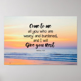 Póster Mateo 11:28 Ven a mí a todos los que son una Bibli