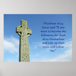 Póster Mateo 16:24 cruz celta