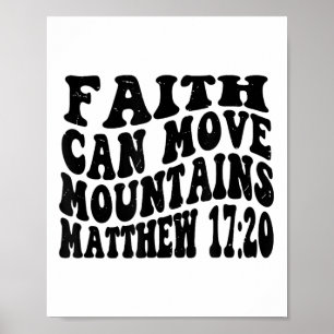 Póster Mateo 17 20 Fe puede mover montañas Retro Vinta