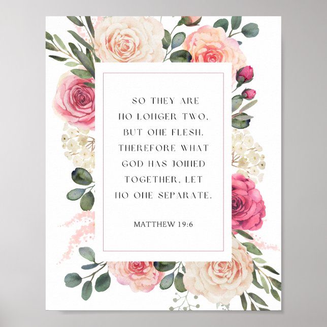 Póster Mateo 19:6 Dios se ha unido (Frente)
