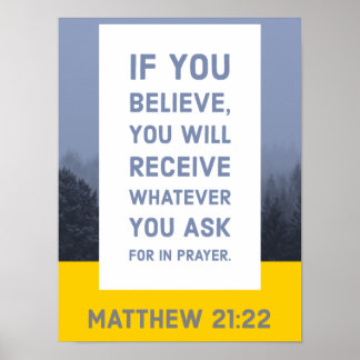 Póster Mateo 21:22 Verse de la Biblia
