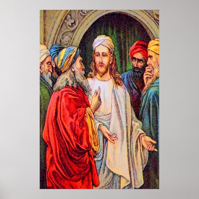 Póster Mateo 22:15-17 tratando de atrapar a Jesús poster (Frente)