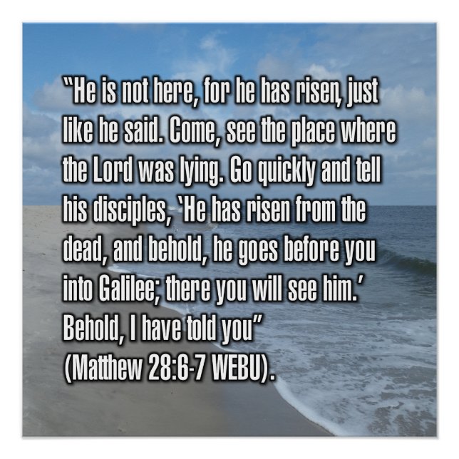 Póster Mateo 28:6-7 WEBU (Anverso)