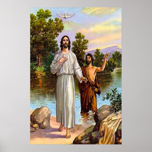 Póster Mateo 3:13-17 Jesús está bautizado