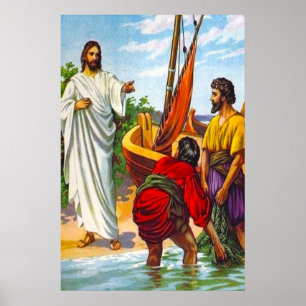 Póster Mateo 4:18-22 Jesús llama a los pescadores a segui
