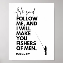 Póster Mateo 4:19 Pescadores de hombres Versículo bíblico