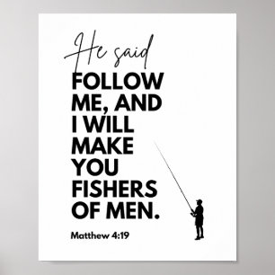 Póster Mateo 4:19 Pescadores de hombres Versículo bíblico