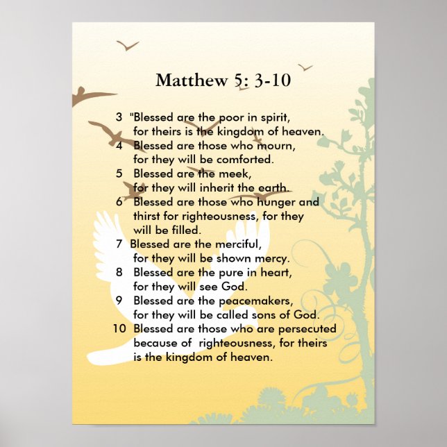 Póster Mateo 5 3-10 Sermón de Jesús (Frente)