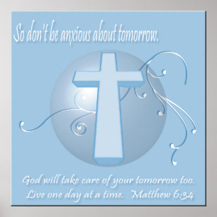 Póster Mateo 6:34 Biblia contra Poster