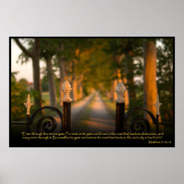 Póster Mateo 7:13-14 Biblia cristiana versus Poster