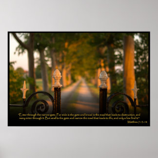 Póster Mateo 7:13-14 Biblia cristiana versus Poster