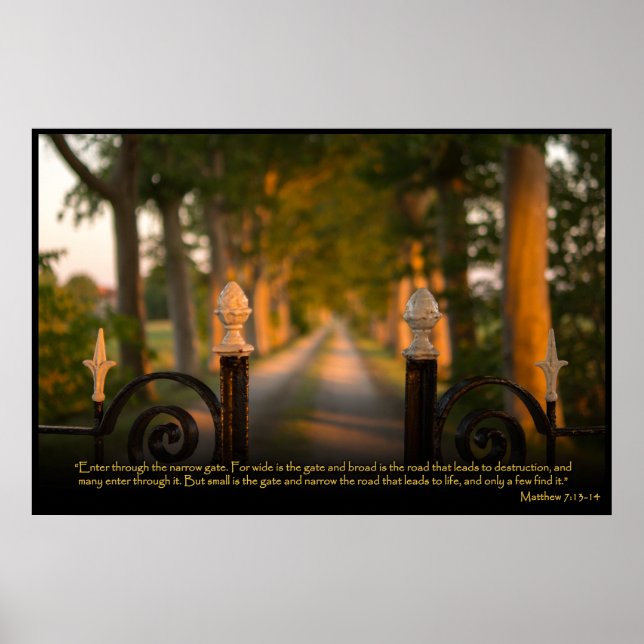 Póster Mateo 7:13-14 Biblia cristiana versus Poster (Frente)