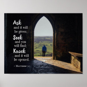 Póster Mateo 7:7, pregunta y se dará