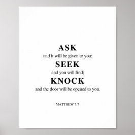 Póster Mateo 7:7 Pregúntenle a Seek Knock